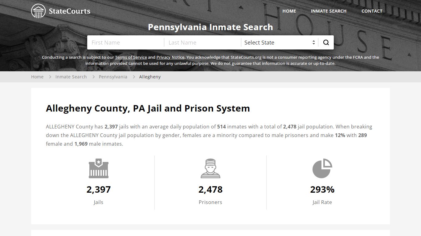 Allegheny County, PA Inmate Search - StateCourts