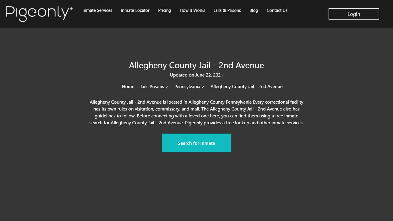 Allegheny County Jail - 2nd Avenue Inmate Search ...